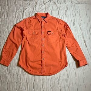 Vintage Ralph Lauren Shirt Mens Large Orange Chamois Button Up Preppy Size Large